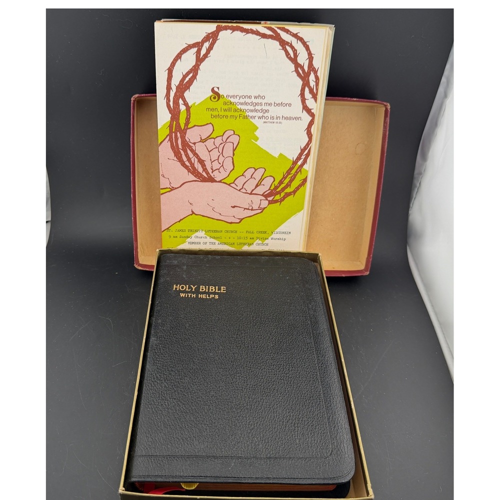 Augsburg Publishing House Holy Bible RSV, Black, Vintage Church Bulletins, Boxed